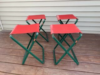 Vintage Coleman Camp Camping Folding Stools Seats Chairs Picnic Set Of 4