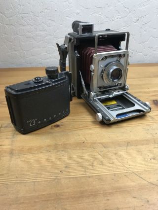 Vtg Graflex Century Graphic With F 4.  5 103mm Grafter And Film Loader