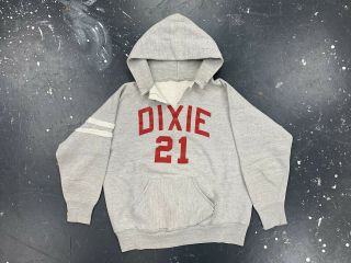 Wilson Sporting Goods Hoodie Dixie Distressed Repairs 60s Usa Vtg South Athletic