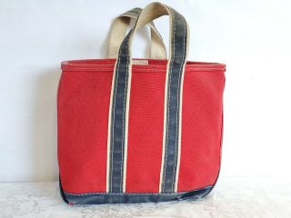 Vintage Authentic Ll Bean Red White & Blue Canvas Boat & Tote Canvas Bag