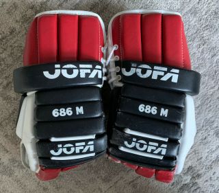 Vintage Jofa 686m Leather Hockey Gloves 686 Chicago Blackhawks Rare Nhl