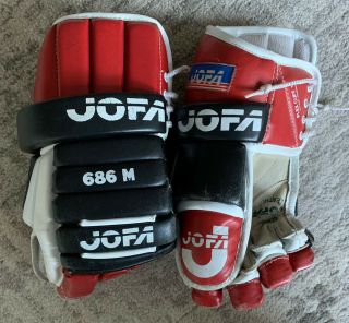 vintage JOFA 686M leather hockey gloves 686 CHICAGO BLACKHAWKS rare NHL 2