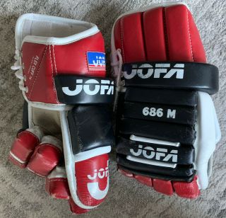 vintage JOFA 686M leather hockey gloves 686 CHICAGO BLACKHAWKS rare NHL 5