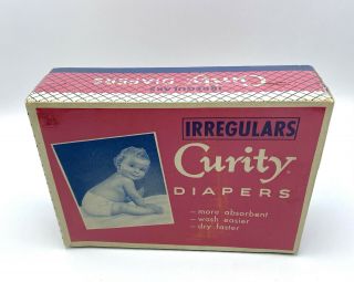 Vintage 1957 Curity 12 Baby Diapers Box In
