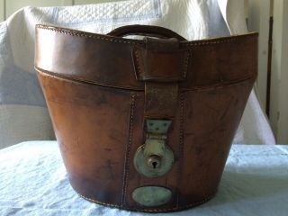 Antique Victorian Leather Hat Box