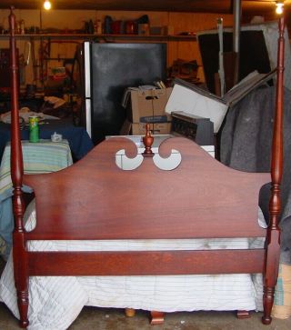 Vintage DIXIE Full Size Solid Mahogany 4 Poster Bed Frame 2