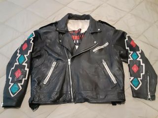 Rare Vintage Michael Hoban Leather Jacket,  Native American,  Thunderbird,  Xlarge