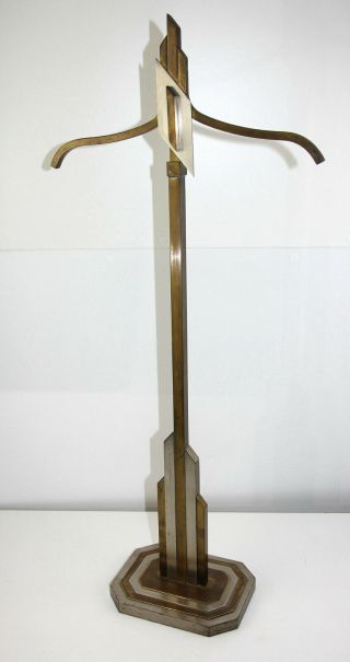 Antique Brass Adjustable 31 - 48 Art Deco Valet Butler Dress Stand Skyscraper Base