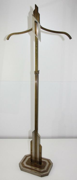 Antique Brass Adjustable 31 - 48 Art Deco Valet Butler Dress Stand Skyscraper Base 2
