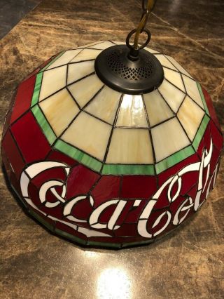 Vintage Style Tiffany Coca Cola Stained Glass Hanging Light.