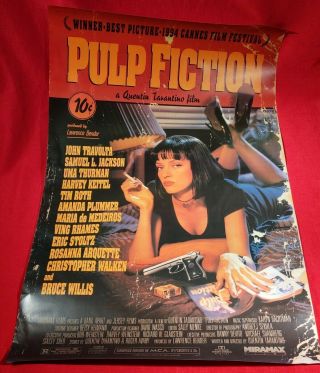 Vtg 1994 Pulp Fiction Movie Poster 27x40 Quentin Tarantino Miramax Films