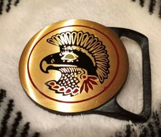 Rare Tech Ether Guild 1980 Enamel Warhawk Brass Belt Buckle Stunning