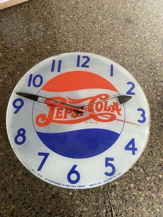 Vintage Telechron Pepsi Cola Double Dot Wall Clock
