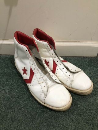 Vintage 70s 80s Converse All Star Leather High Top Basketball Sneakers Shoes 10