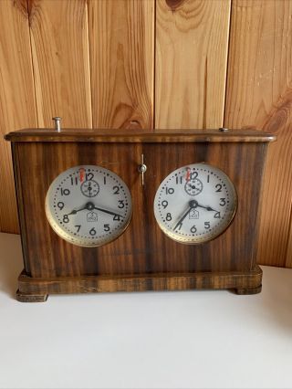 1954 Vintage Rare Wooden Chess Clock Ussr Soviet Tournament 1921