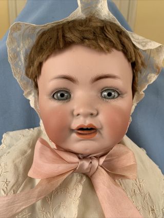 Antique German Bisque Head Baby Doll 25” George Borgfeldt compo body glass eyes 2