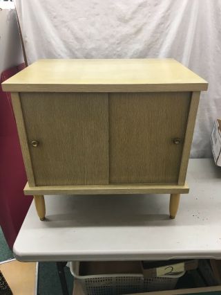 Mid Century Modern Record Lp Storage Blonde Vintage Cabinet Turntable Stand