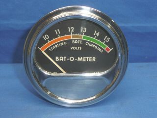 Vintage Sun 12 Volt Bat - O - Meter Battery Voltage Meter Gauge 3 - 3/8 " Body Ct13