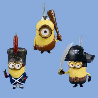Set Of 3: Despicable Me - Minions Christmas Ornaments