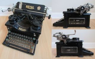 Vintage Typewriter 1926 Royal Model X - 957648 Vintage Beveled Side Glass Panels