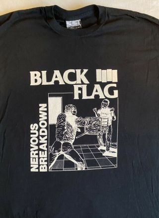 Rare Vintage 90s Black Flag Band T Shirt Nervous Breakdown
