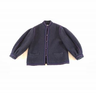 Saint Laurent Paris Wool Jacket Vintage Mohair Wool Blend Button Down Womens 34