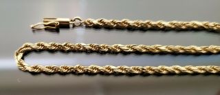 Vintage 14k Solid Yellow Gold Rope Bracelet With Safety Clasp