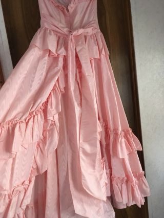 Vtg 1970s Gunne Sax By Jessica McClintock Pink Prom Bridesmaid Dress Size 7 3
