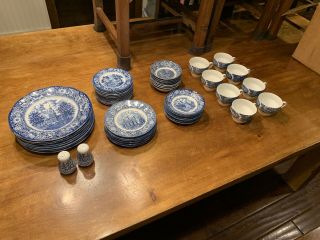 54 Piece Set Of Vintage " Liberty Blue " Staffordshire Ironstone China