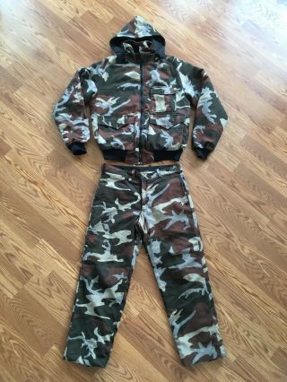 Vintage Cabelas Camo Jacket And Pants Set Mens Large Made In Usa Thinsulate 3m