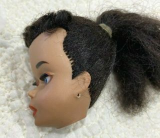 Stunning 3 Vintage Brunette Ponytail Barbie Doll Head w/All Face Paint 3