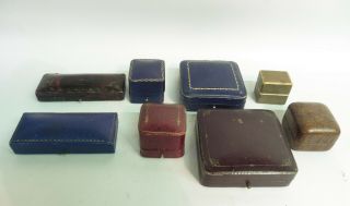 8 Antique/vintage Jewellery Boxes,  Rings Earrings Etc,  Mostly Named