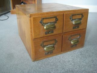 Vintage Oak Filing Drawers.  Ex School,  Library,  Office.  Retro Furniture Cabinet
