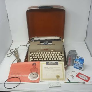Vintage Smith Corona 5te Electric Typewriter With Case & Key 1950s See Video