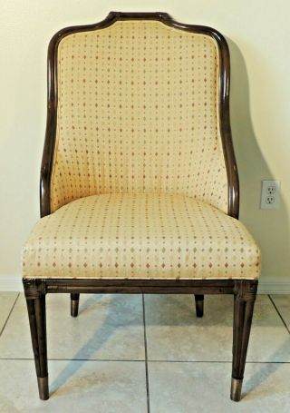 Large Vintage Mid Century Modern Bamboo Wicker Leather Wrapped High Back Chair 2