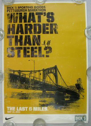 Nitf Vintage Nike Poster ☆ Pittsburgh Marathon ☆ Roberto Clemente 6th St Bridge
