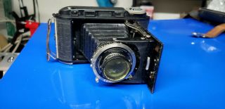 Vintage Voigtlander Bessa Folding Camera Braunschweig 10.  5cm F3.  5 Lens