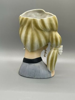 Vintage Caffco Japan Young Lady Head Vase E 3143 PONY TAIL Blonde Gray Dress 4