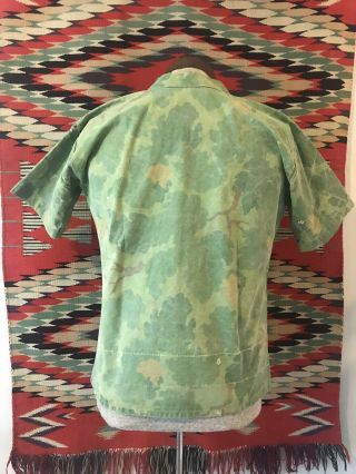 Vintage Vietnam War Mitchell Camo Tailor Theater Made Shirt 60s Leaf In Country 2