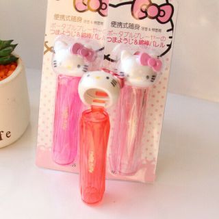 Sanrio Pink Hello Kitty Cosmetic Cotton Buds Case With Mirror Earbud Make Up