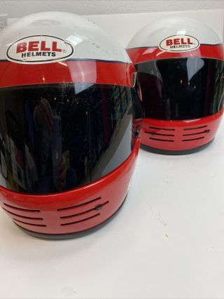 Vintage Bell Helmets (2) M2 Eddie Lawson.  Red/white.  Full Face Shields