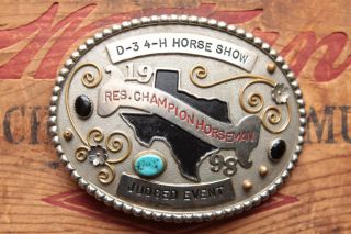 Vtg Res.  Champion Horseman Western Trophy Belt Buckle 1998 Texas
