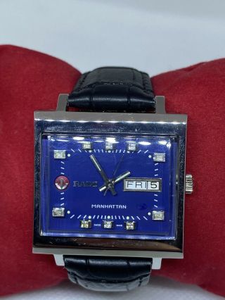 Vintage Rado Manhattan Blue Dial Automatic Swiss Watch