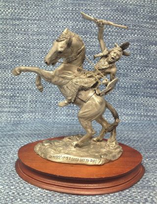 Legends Crazy Horse Ca Pardell Signed Good Day To Die Pewter Sculpture 8 " Euc