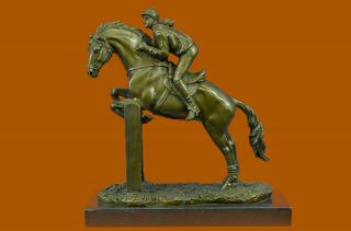 Rare Renfro - Vintage Bronze Metal Sculpture Jockey Horse Racing Memorabilia