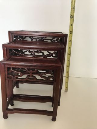 Vintage Set Of 3 Mini Chinese Rosewood Nesting Tables 4t