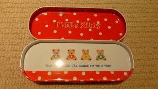 Vintage Hello Kitty Sanrio Pencil case from 1991 with metal shelf and tra 3