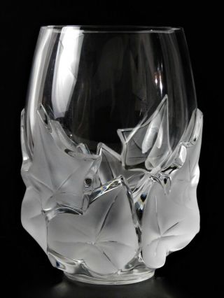 Vintage Lalique France Hedera Vase Stunning Frosted & Clear Ivy Crystal Glass