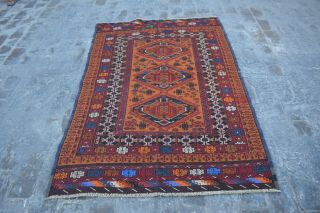 F1143 Vintage Handmade Afghan Tribal Sumik Wool Kelim Oriental Rug 3 