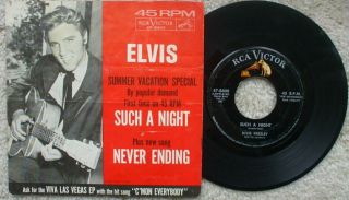 Elvis Presley - Such A Night / Never Ending - Usa 45,  Rare Ps - 47 - 8400